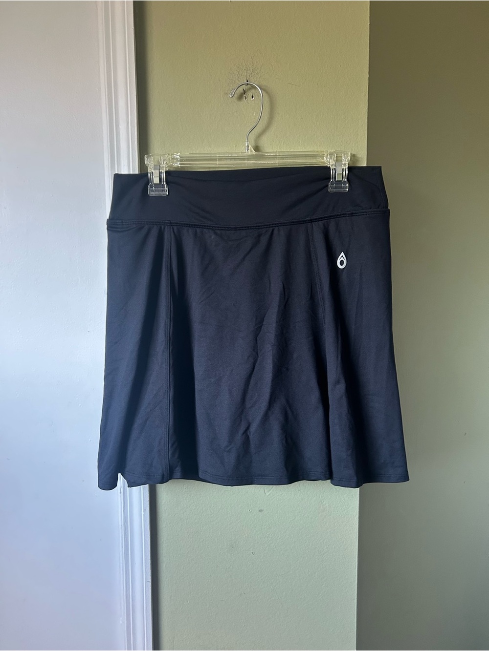 Women's Black A-Line Active Skort with Subtle Logo